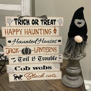 Halloween Gnome and Sign